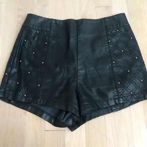 High waisted leather shorts